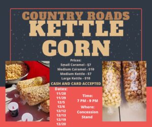 Kettle Corn for sale poster -Fairfield county festival of lights