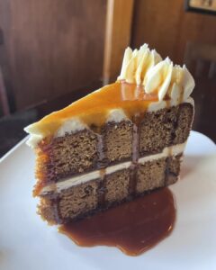 double layer caramel cake at O'huids Gaelic Pub