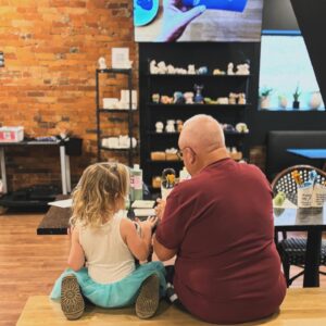 family at Art and Clay in downtown Lancaster Ohio