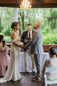 Hocking Hills Wedding Chapel, a couple getting married
