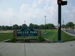 An entrance sign to Miller Park.