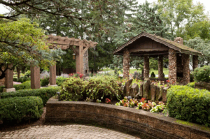 courtyard wall in the Wagnalls Memorial Pavilion