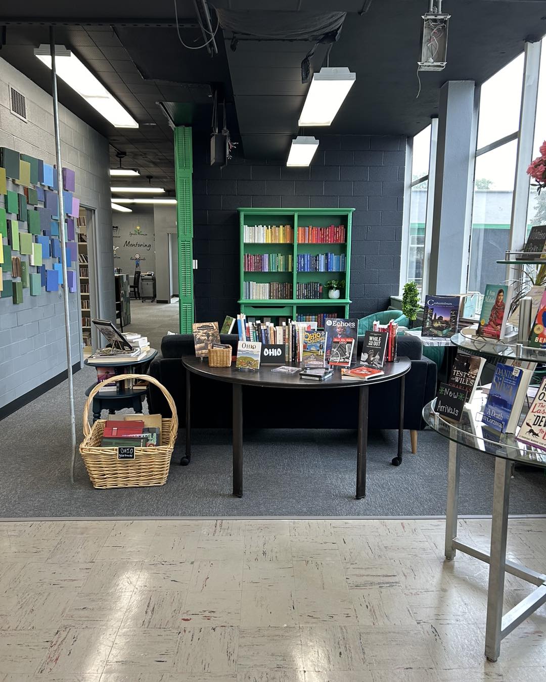 bookshelf inside of a bookstore