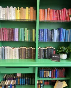 colorful bookshelf filled with books