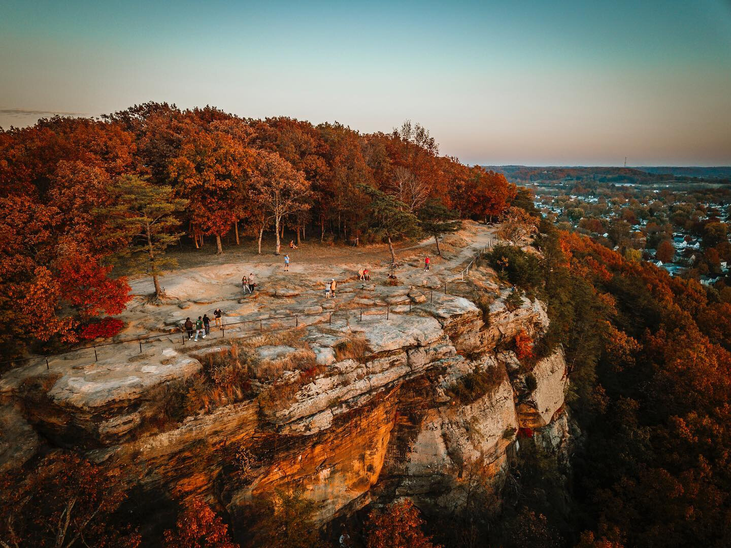 areal photo of mountain in the fall