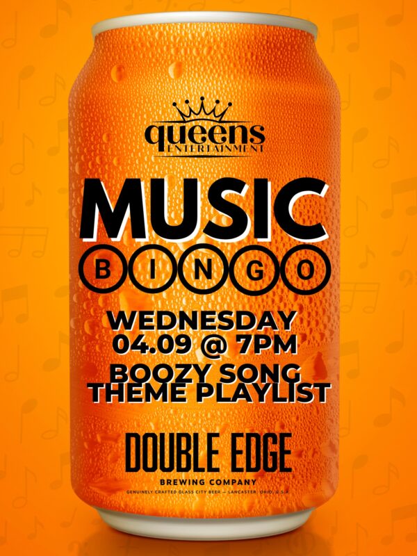 promotional image, orange can of beer, craft beer, music bingo