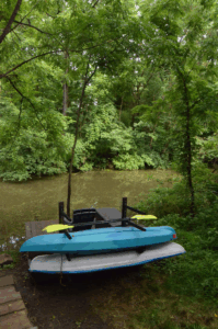 lakeside cottage kayaks along the canal