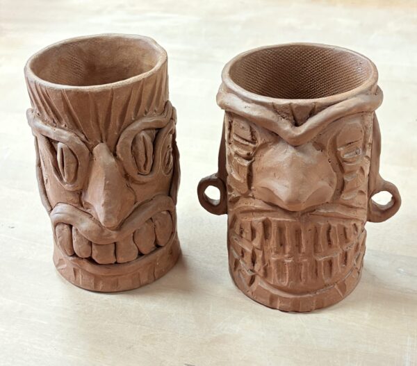tiki mugs made of clay