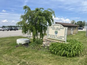 sign for the leibs island access at buckeye lake