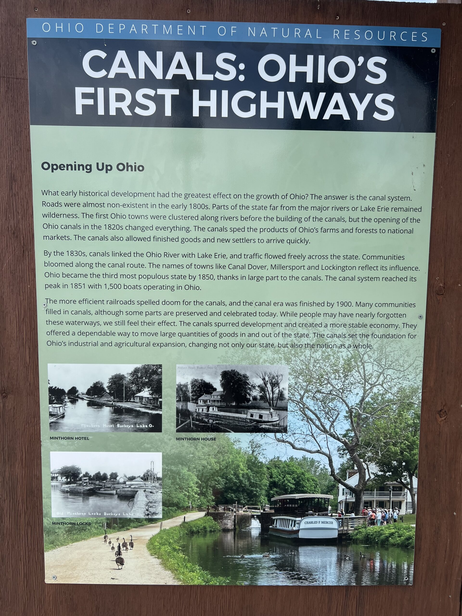 canal heritage site at buckeye lake signage