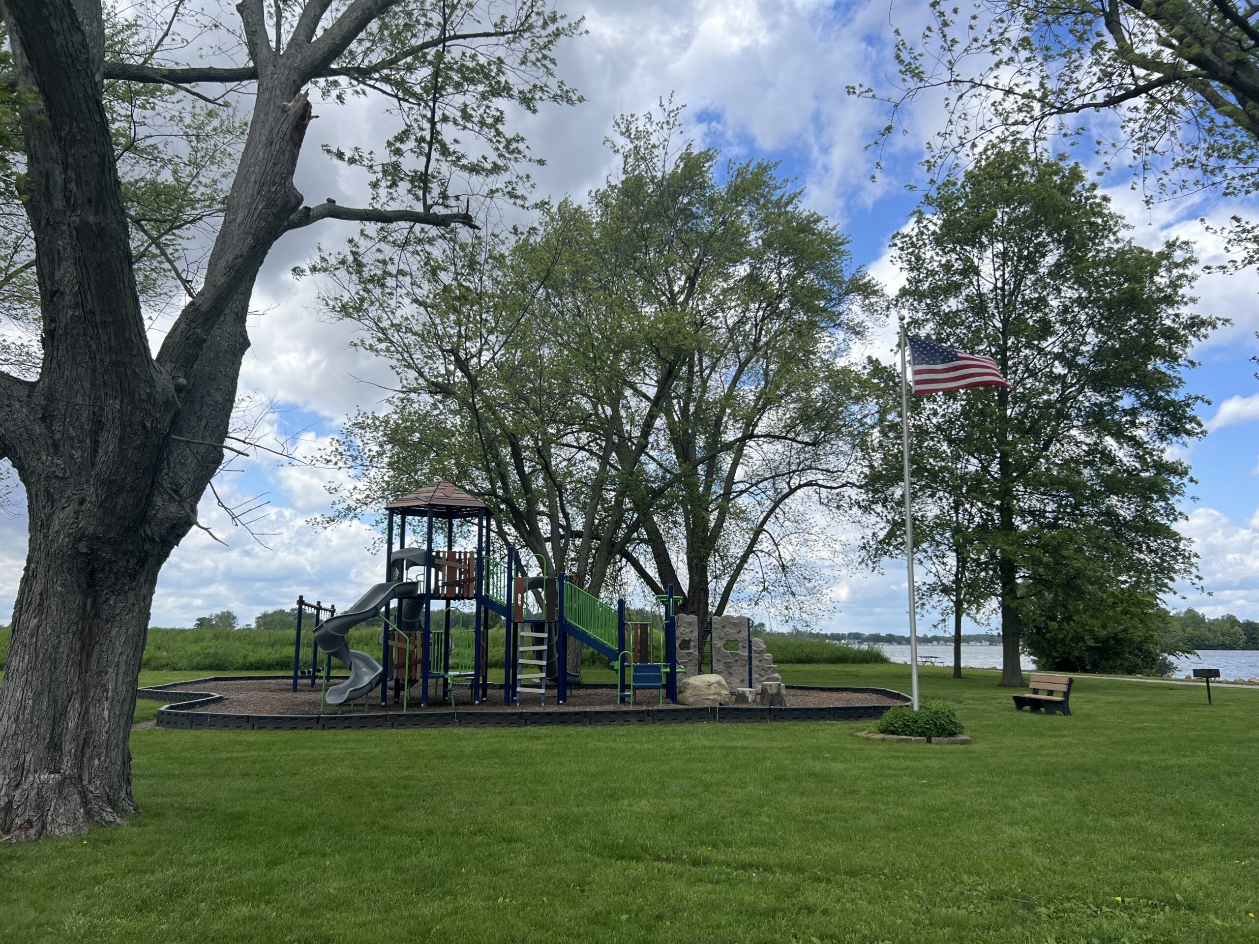playground at a lakeside park