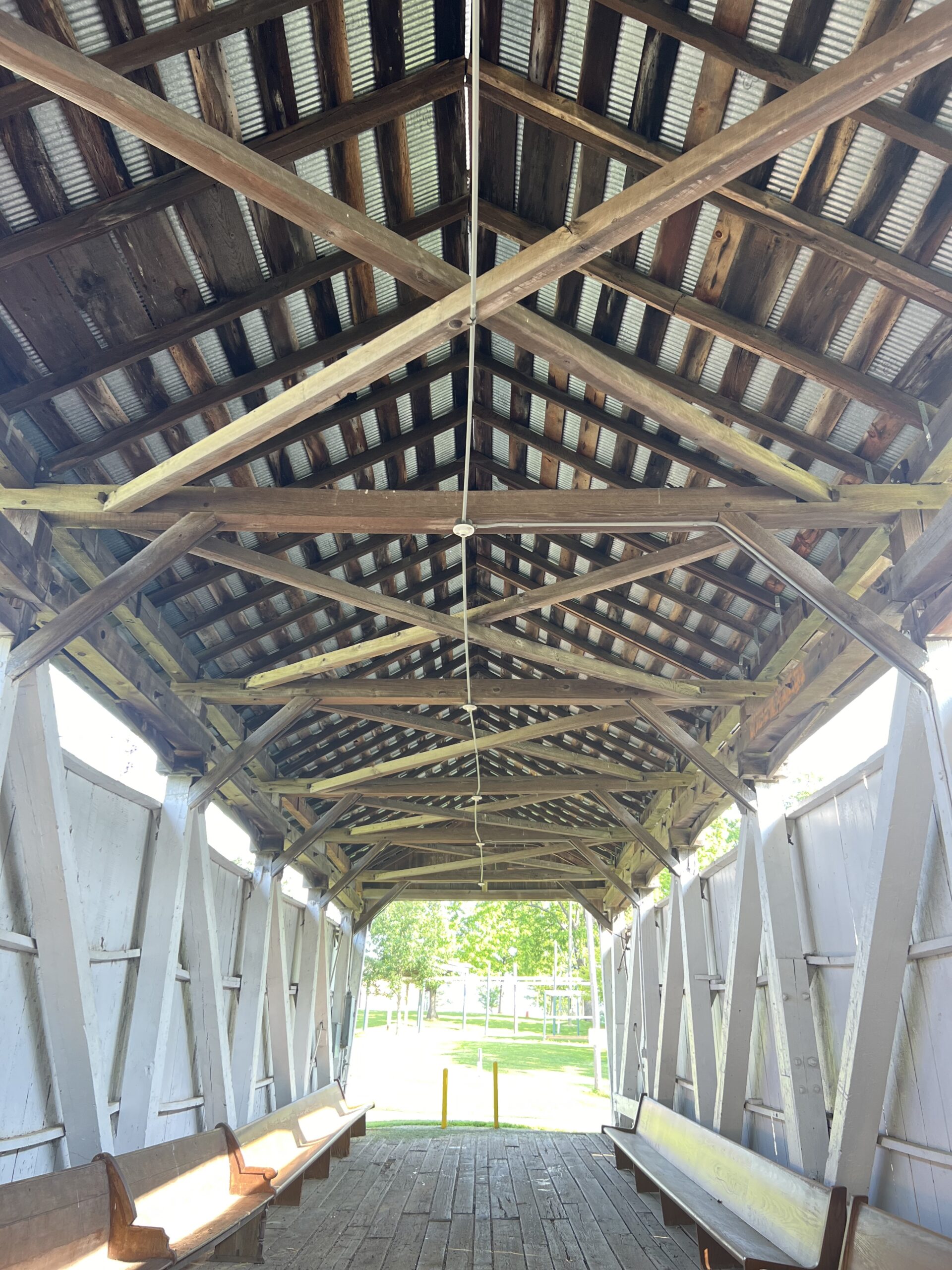 covered bridge interior in the Millersport Heritage Village