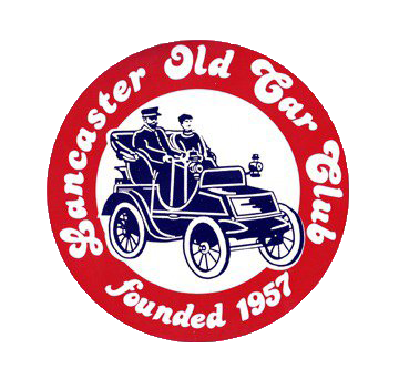 Lancaster old car club founded 1957 logo, red, white and blue