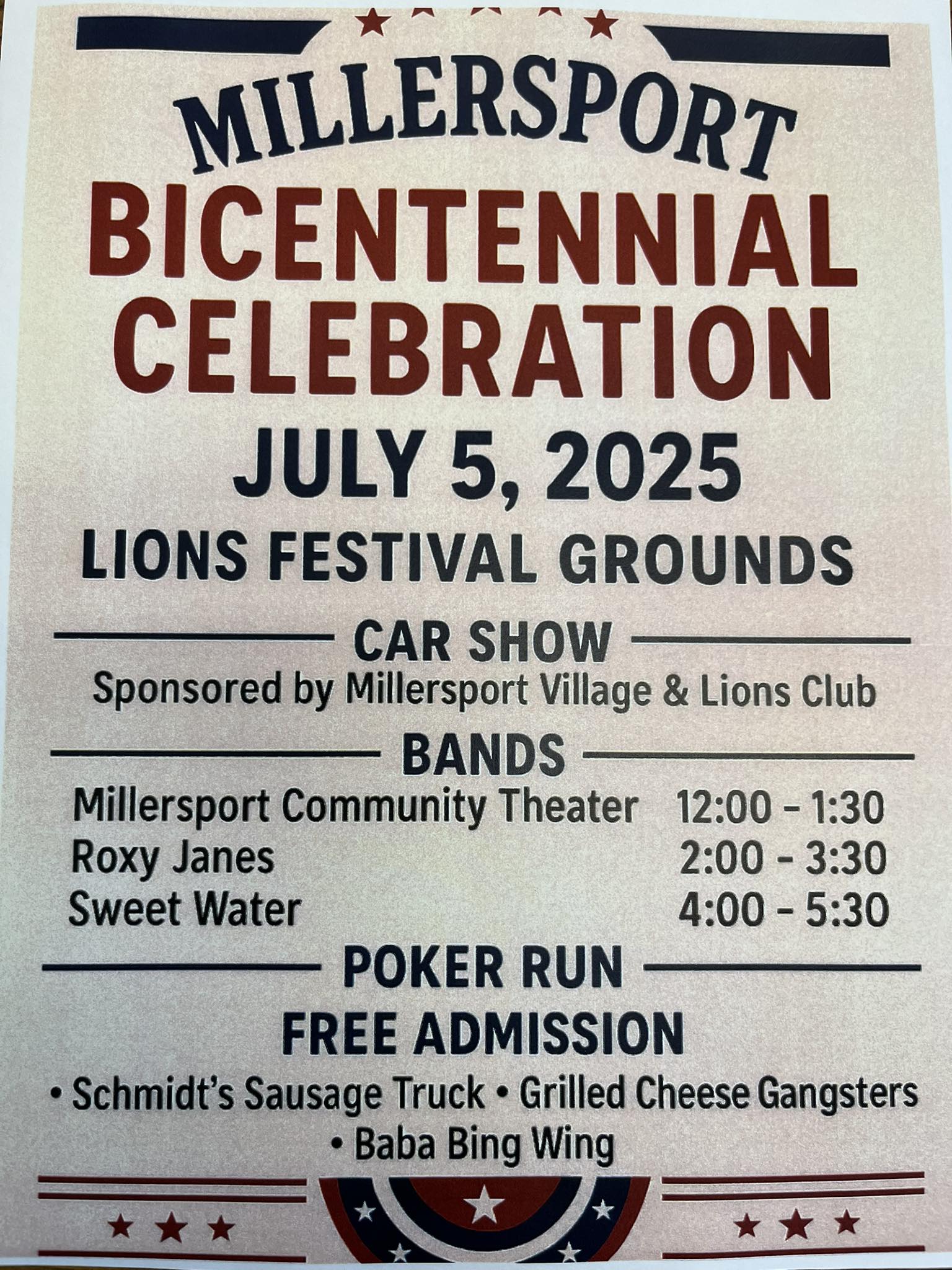 Poster for the Millersport Bicentennial Celebration