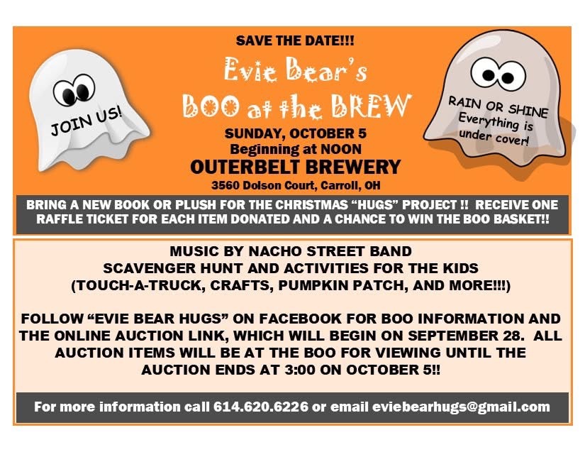 Promotional flyer for the Boo at the Brew event at Outerbelt Brewing