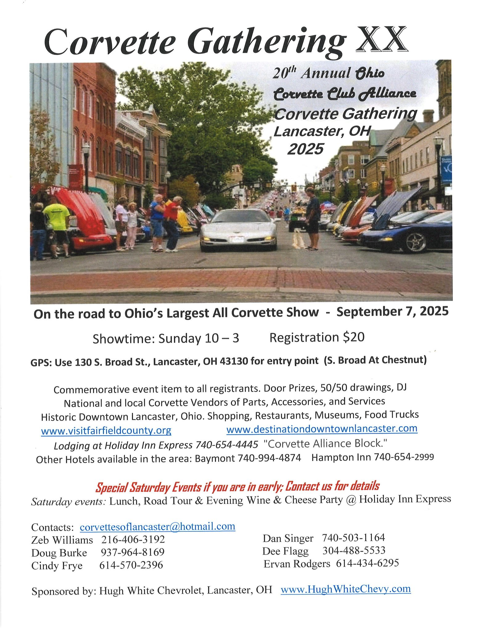 Promotional flyer for the 20th annual corvette gathering in Lancaster