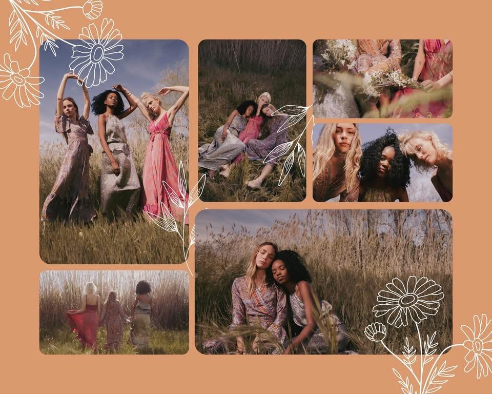 photo collage of girls and women wearing fun colorful clothing by all saints consignment in Lancaster Ohio