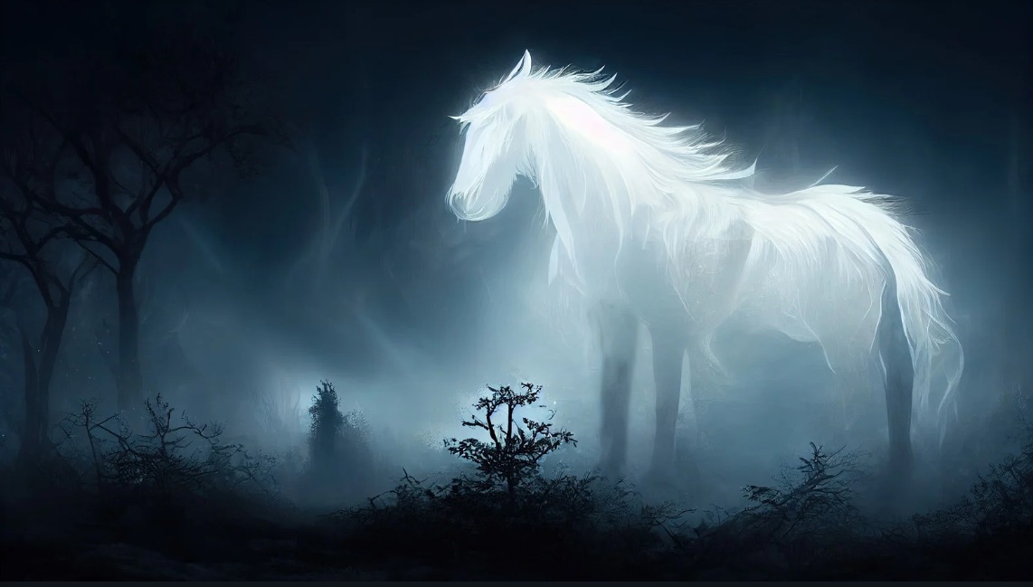 ghostly horse in the woods