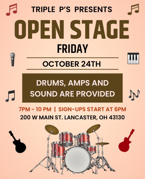 open stage night at triple p's poster october 24th 2025