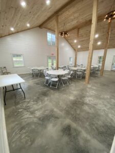 rising sons farm and event center, party set up in the event center