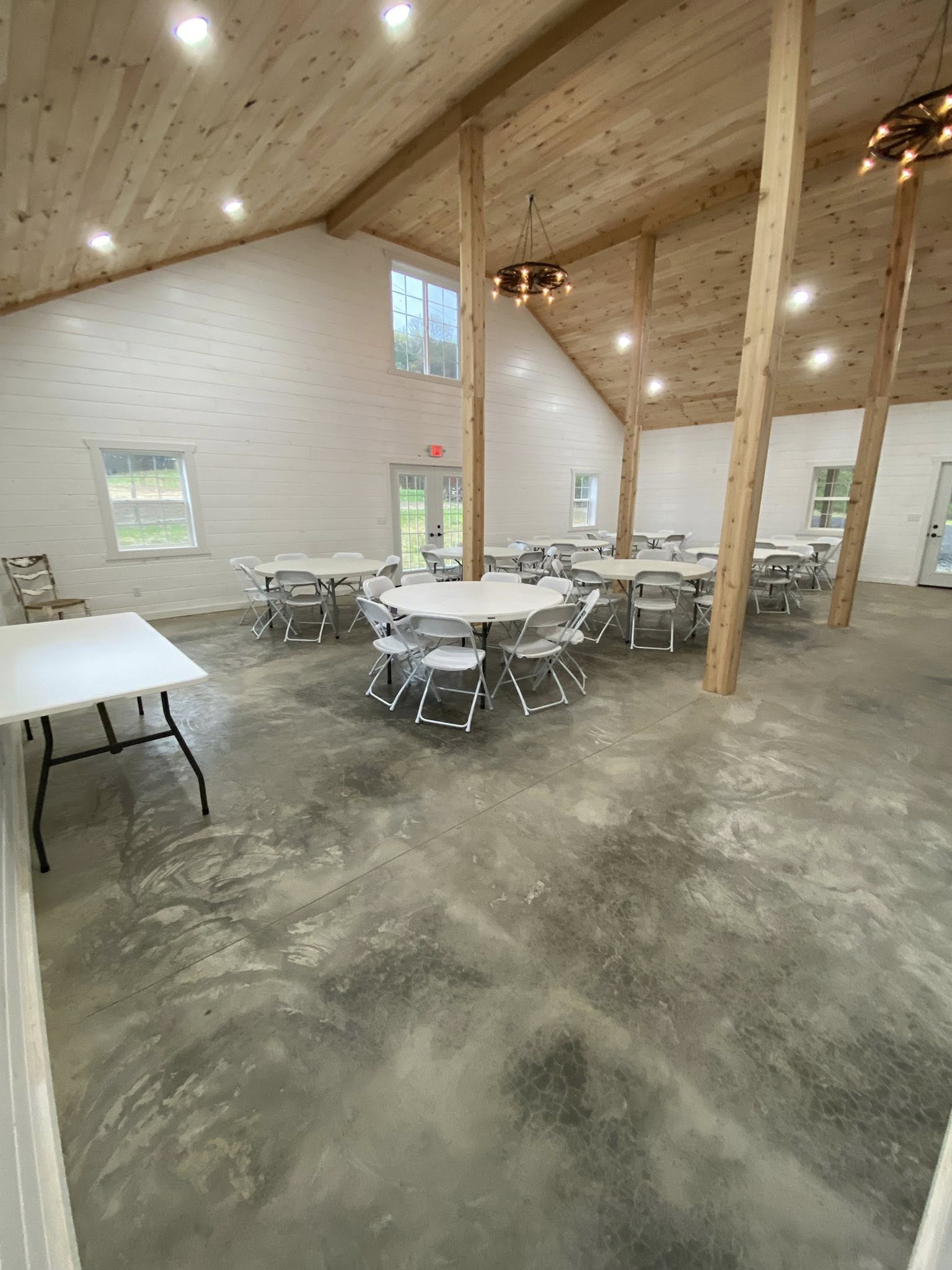 rising sons farm and event center, party set up in the event center