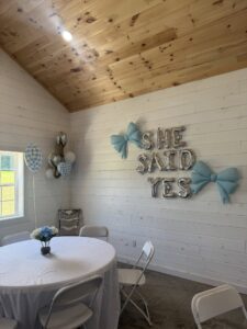 rising sons farm and event center, engagement party set up