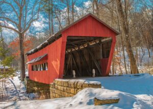 winter covered bridge