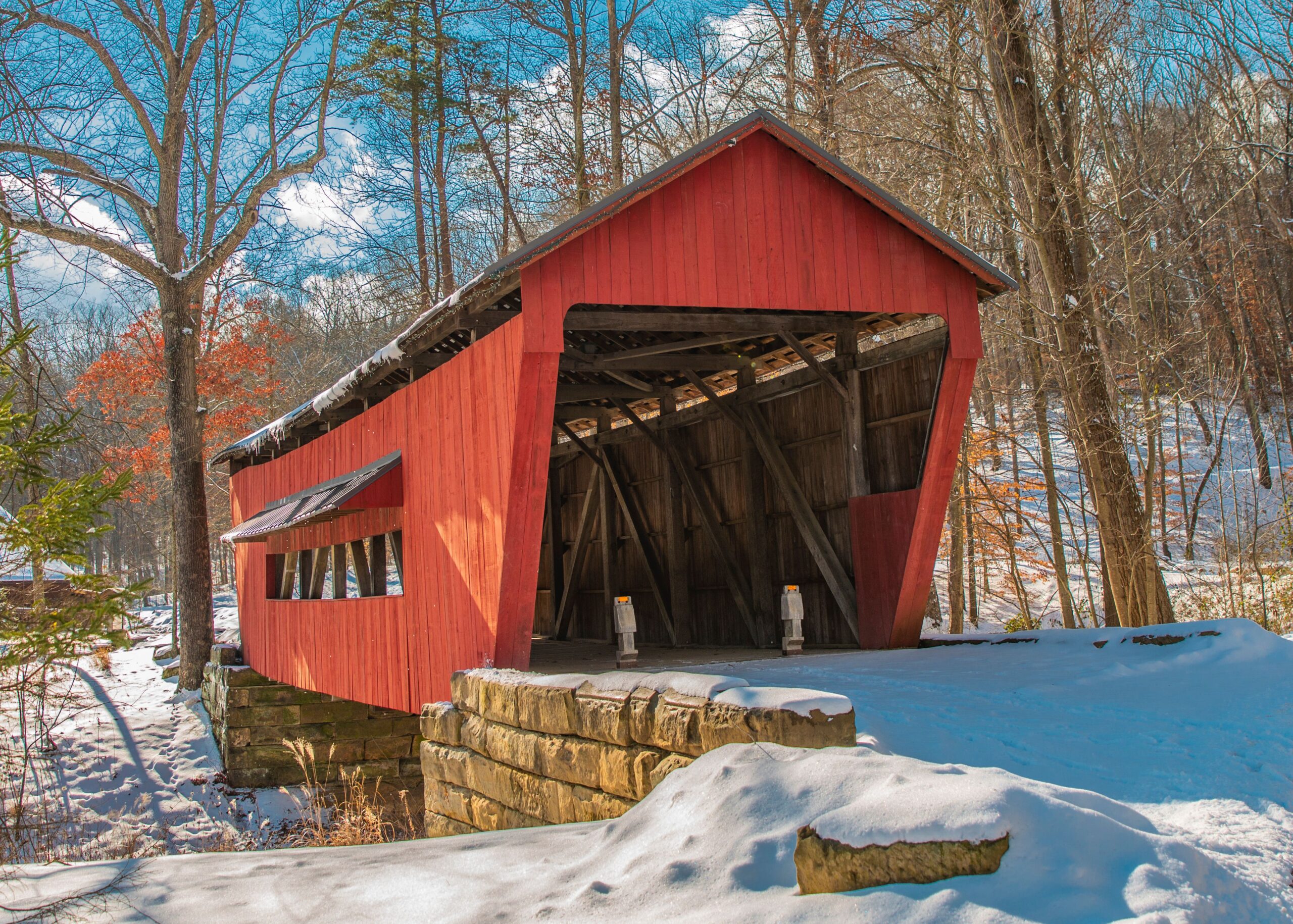 winter covered bridge