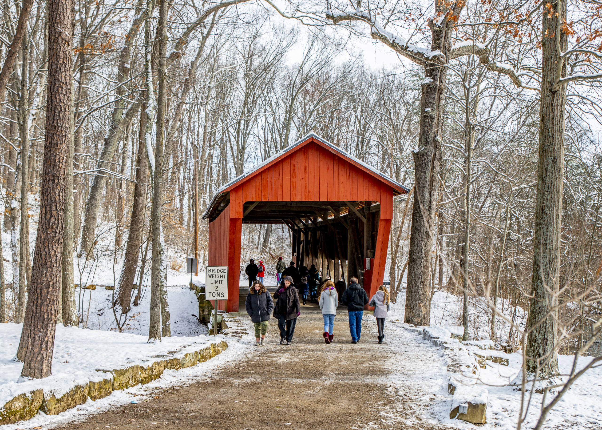 winter covered bridge
