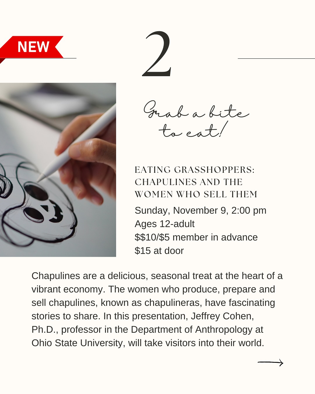 Promotional image for a grasshopper lecture