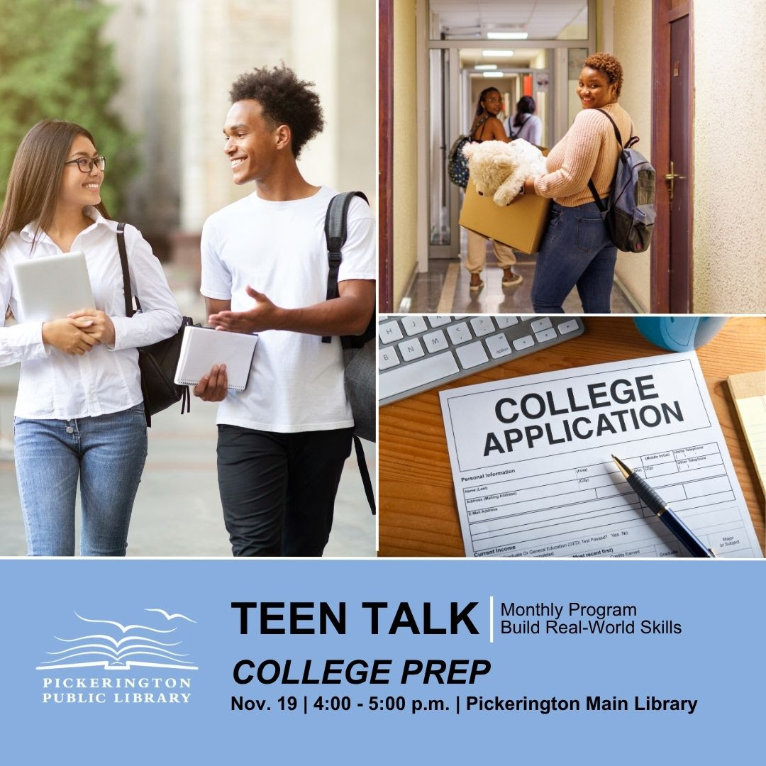 Promotional image for a teen talk on college prep