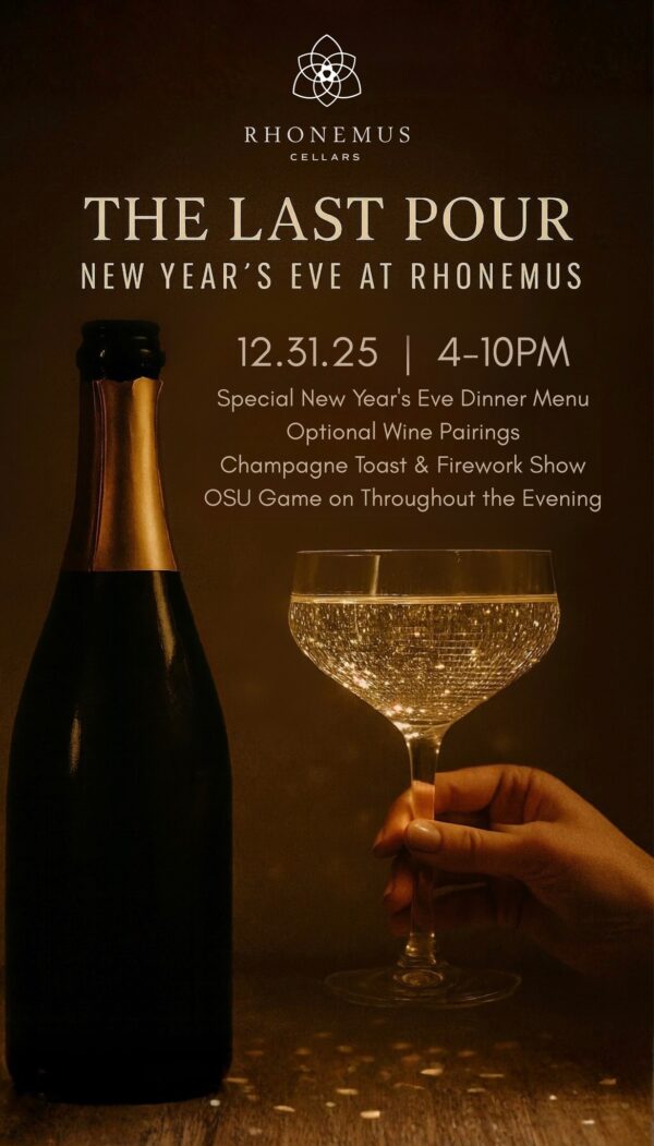 rhonemus cellars NYE event poster 2025