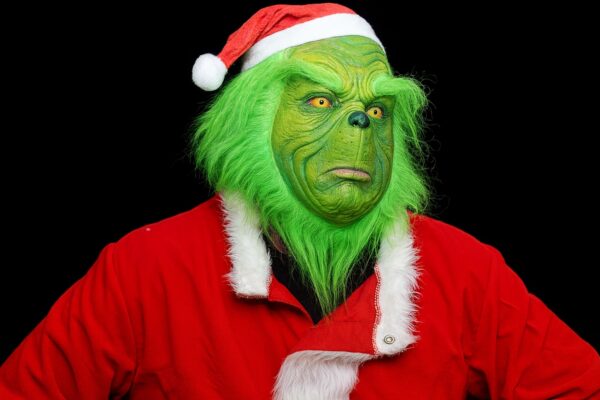 grinch in costume posing for photo